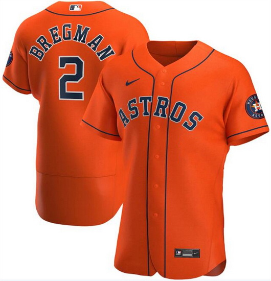 Men Houston Astros 2 Alex Bregman Orange Flex Base Stitched Jersey