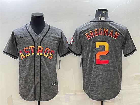 Men Houston Astros 2 Alex Bregman Grey Cool Base Stitched Baseball Jersey