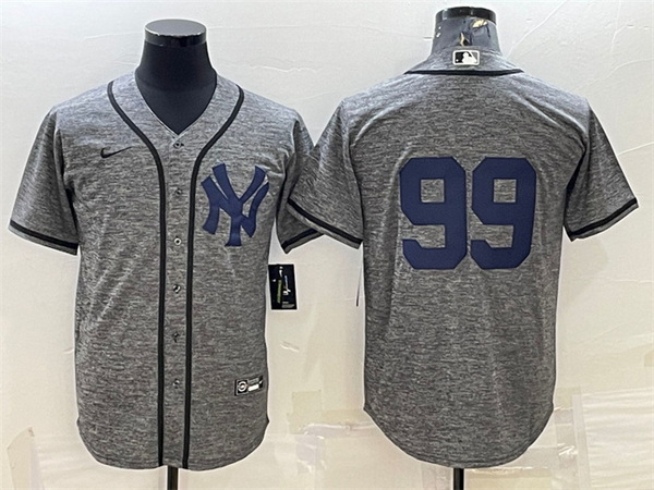 Men New York Yankees 99 Aaron Judgey Grey Cool Base Stitched Jersey