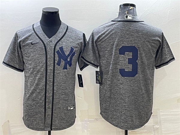 Men New York Yankees 3 Babe Ruth Grey Stitched Jersey