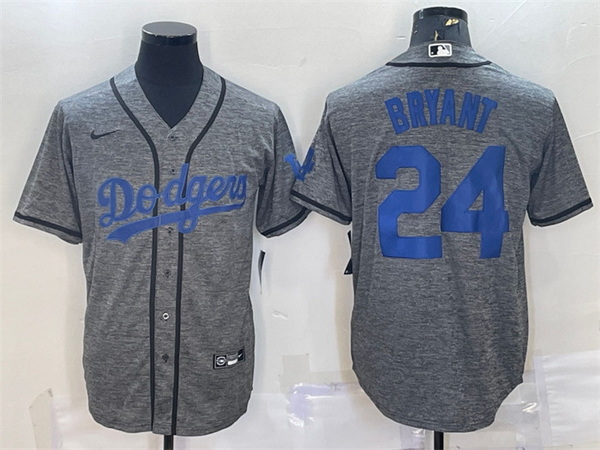 Men Los Angeles Dodgers 24 Kobe Bryant Grey Cool Base Stitched Jersey