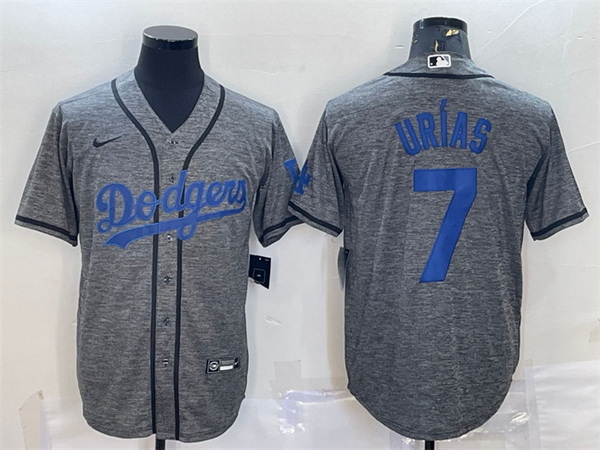 Men Los Angeles Dodgers 7 Julio Ur EDas Grey Cool Base Stitched Jersey