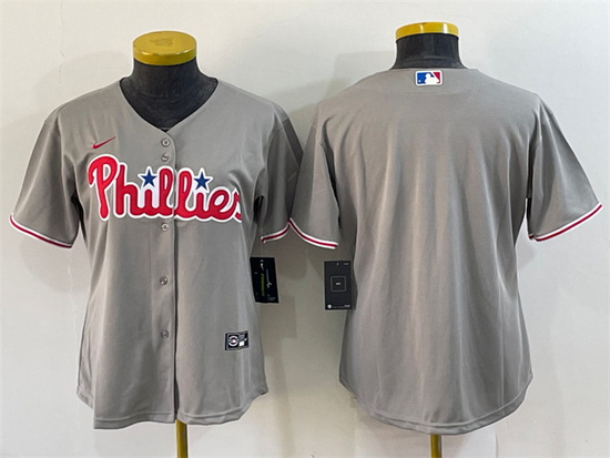 Women Philadelphia Phillies Blank Gray Cool Base Stitched Baseball Jersey