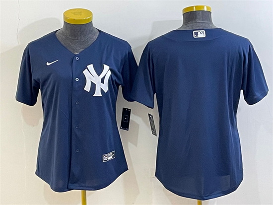 Women New York Yankees Blank Navy Stitched Baseball Jersey