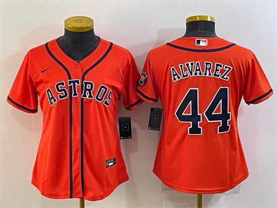 Women Houston Astros 44 Yordan Alvarez Orange With Patch Cool Ba
