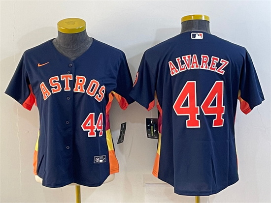 Women Houston Astros 44 Yordan Alvarez Navy With Patch Cool Base Stitched Baseball Jerseys