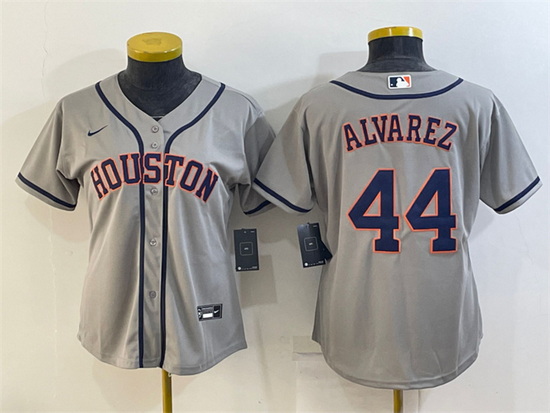 Women Houston Astros 44 Yordan Alvarez Gray Cool Base Stitched Baseball Jersey