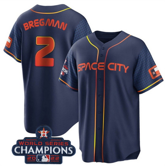 Youth Houston Astros 2 Alex Bregman Navy 2022 World Series Champions City Connect Stitched BaseballJ