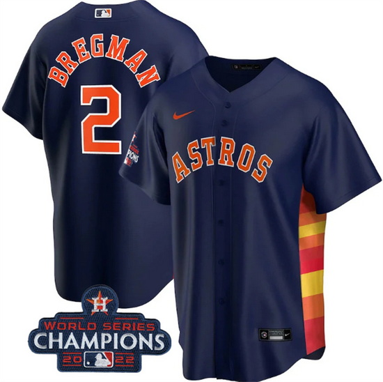 Youth Houston Astros 2 Alex Bregman Navy 2022 World Series Champions Stitched BaseballJersey