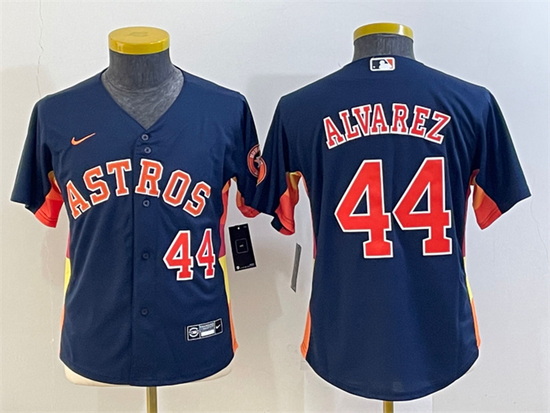 Youth Houston Astros 44 Yordan Alvarez Navy With Patch Cool Base Stitched Jersey