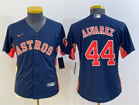 Youth Houston Astros 44 Yordan Alvarez Navy With Patch Cool Base Stitched Jerseys