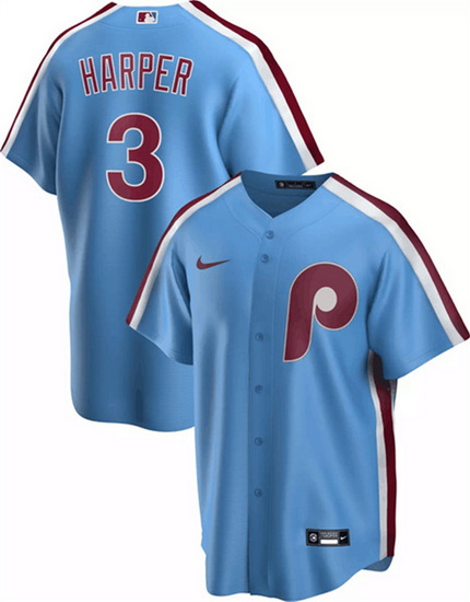 Youth Philadelphia Phillies 3 Bryce Harper Blue Cool Base Stitched Baseball Jersey