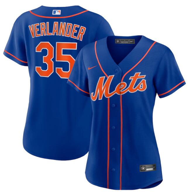 Women New York Mets Justin Verlander  #35 Royal Blue Cool Base Stitched MLB jersey