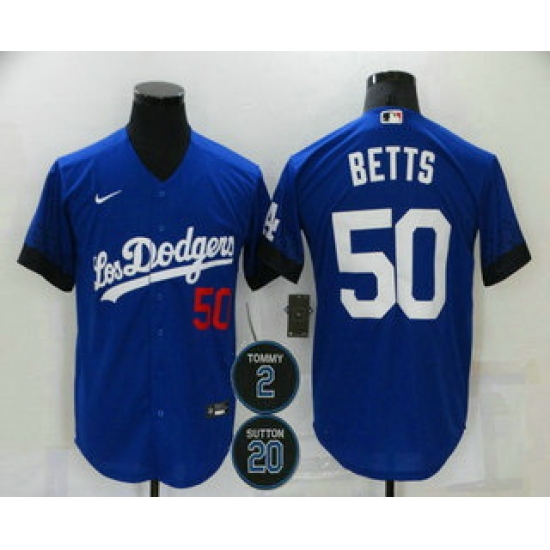 Toddler Los Angeles Dodgers 50 Mookie Betts Blue 2 20 Patch City Connect Number Cool Base Stitched J