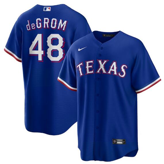 Men's Texas Rangers Jacob deGrom #348 Nike Royal Away Stitched Player Jersey