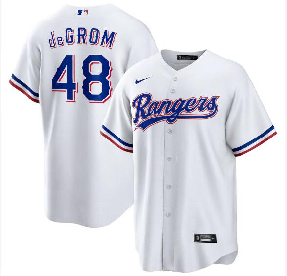 Men's Texas Rangers Jacob deGrom #348 Nike White Stitched Player Jersey