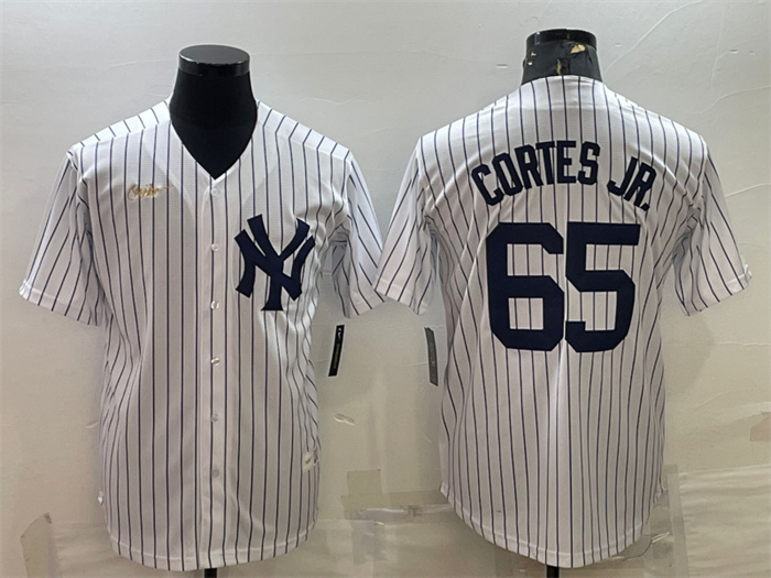 Men New York Yankees 65 Nestor Cortes Jr  White Cool Base Stitched Jersey