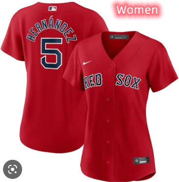 Women Boston Red Sox 5 Enrique Hernandez Red Jersey