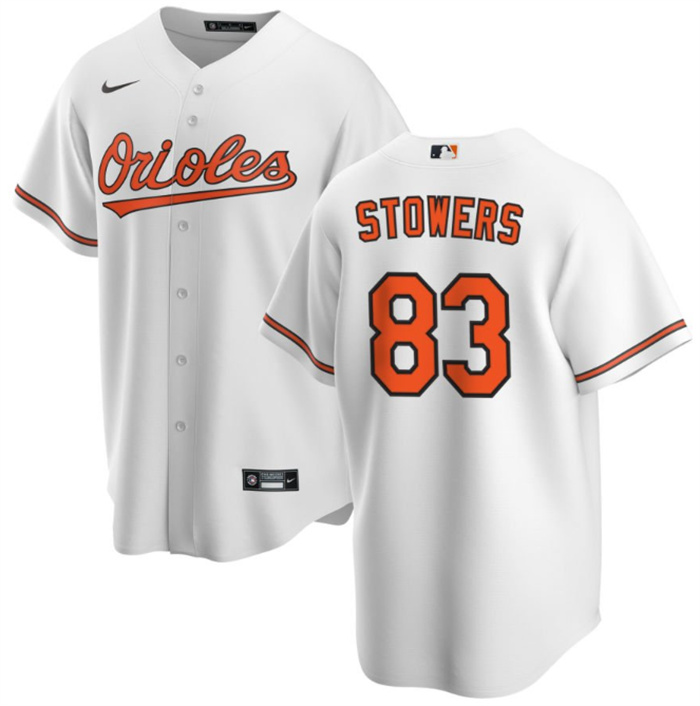 Men Baltimore Orioles 83 Kyle Stowers White Cool Base Stitched Jersey