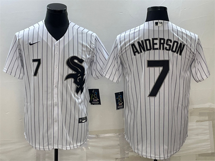 Men Chicago White Sox 7 Tim Anderson White Cool Base Stitched Jersey