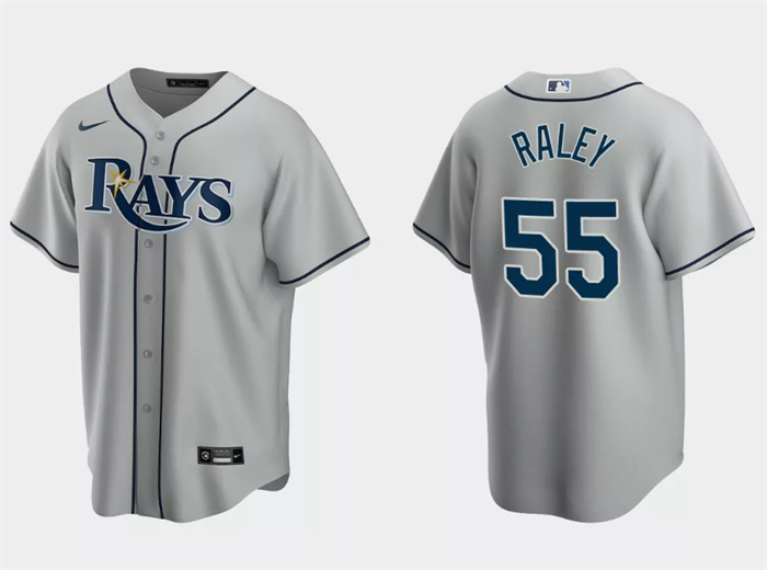 Men Tampa Bay Rays 55 Luke Raley Grey Cool Base Stitched Baseball Jersey