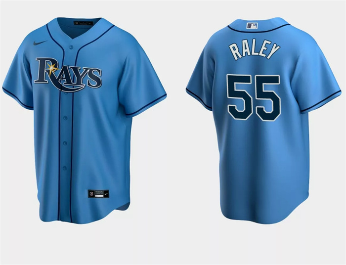 Men Tampa Bay Rays 55 Luke Raley Light Blue Cool Base Stitched Baseball Jersey