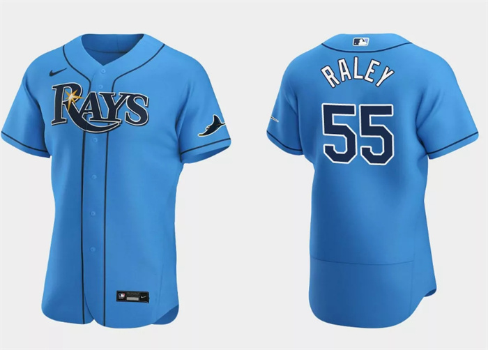 Men Tampa Bay Rays 55 Luke Raley Light Blue Flex Base Stitched Jersey