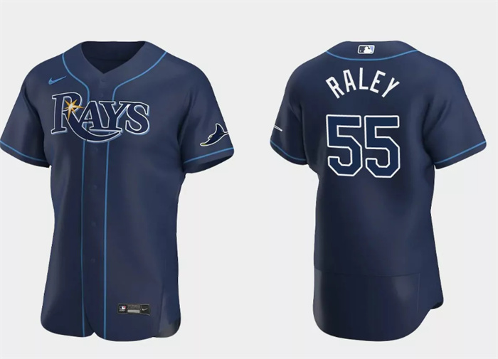 Men Tampa Bay Rays 55 Luke Raley Navy Flex Base Stitched Jersey