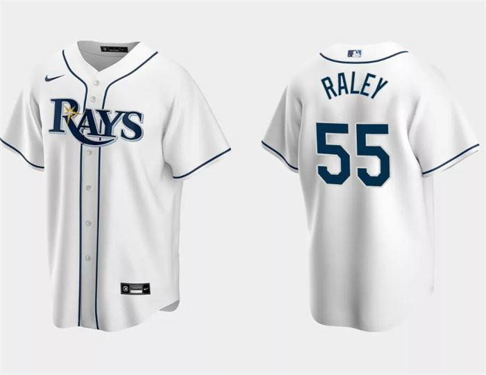 Men Tampa Bay Rays 55 Luke Raley White Cool Base Stitched Baseball Jersey