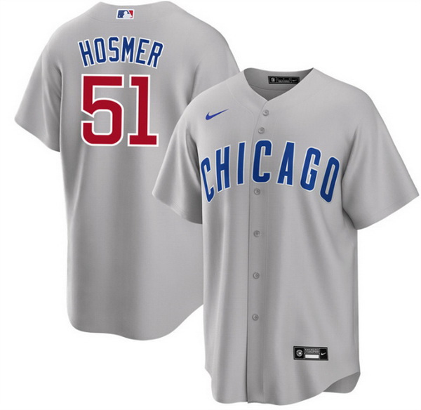 Men Chicago Cubs 51 Eric Hosmer Grey Cool Base Stitched Jersey