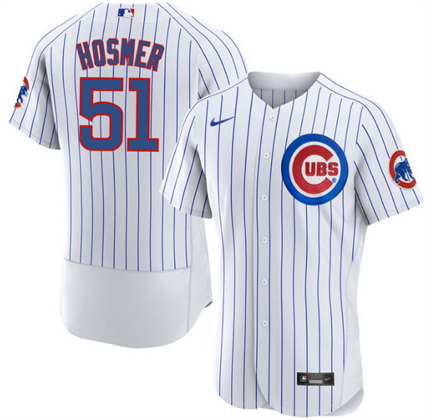 Men Chicago Cubs 51 Eric Hosmer White Flex Base Stitched Baseball Jersey