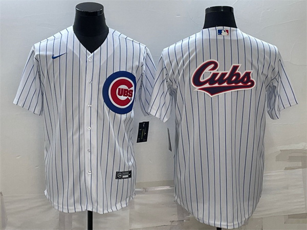 Men Chicago Cubs White Team Big Logo Cool Base Stitched Jersey