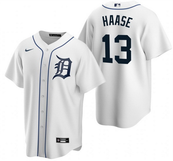 Men Detroit Tigers 13 Eric Haase White Cool Base Stitched Jersey