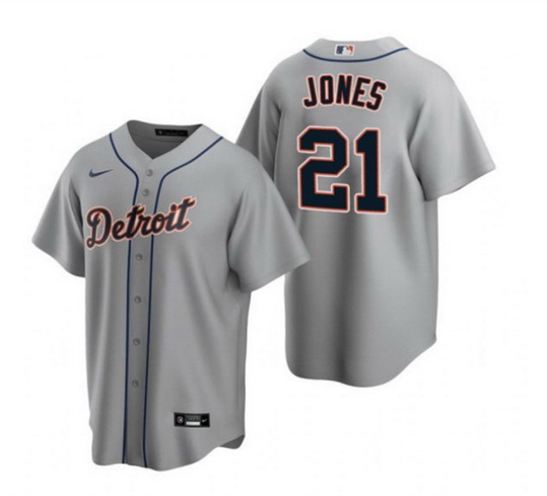 Men Detroit Tigers 21 Jacoby Jones Grey Cool Base Stitched Jersey