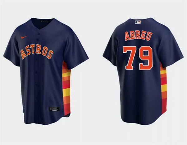 Men Houston Astros 79 Jos E9 Abreu Navy Cool Base Stitched Jersey