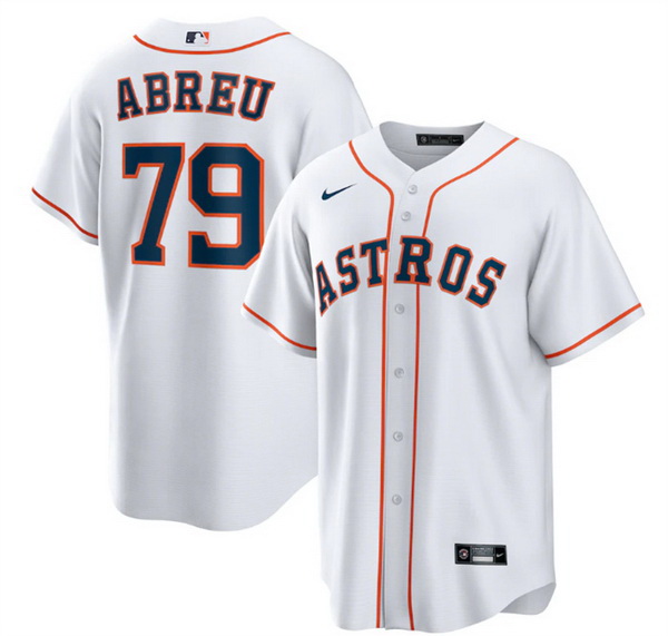 Men Houston Astros 79 Jos E9 Abreu White Cool Base Stitched Jersey