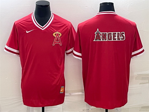 Men Los Angeles Angels Red Team Big Logo Cool Base Stitched Jersey