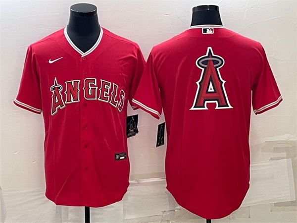 Men Los Angeles Angels Red Team Big Logo Cool Base Stitched JerseyS