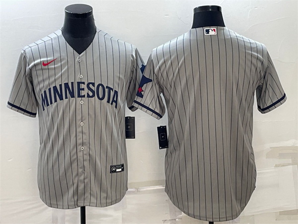 Men Minnesota Twins Blank 2023 Grey Home Team Cool Base Stitched Jersey