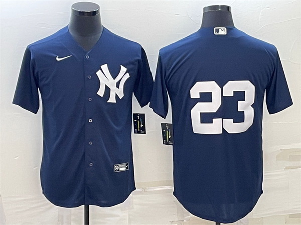 Men New York Yankees 23 Don Mattingly Navy Cool Base Stitched Baseball Jersey