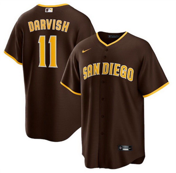 Men San Diego Padres 11 Yu Darvish Brown Cool Base Stitched Jersey