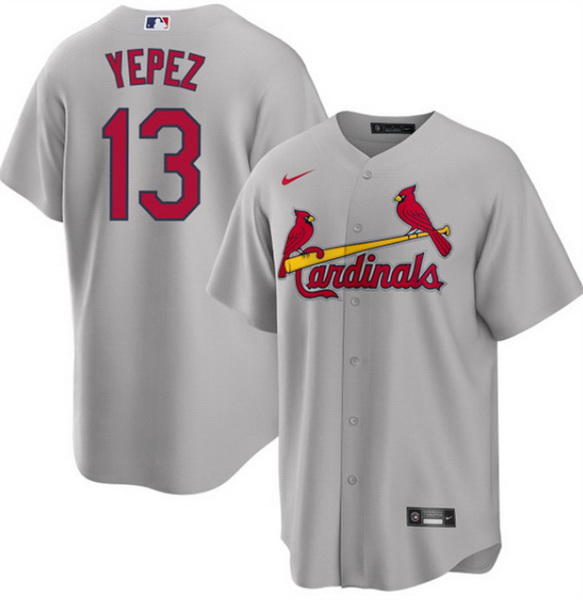 Men St  Louis Cardinals 13 Juan Yepez Grey Cool Base Stitched Jersey