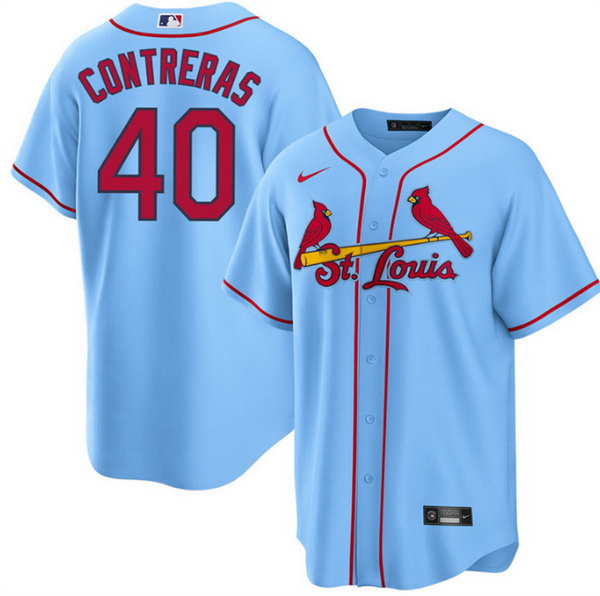 Men St  Louis Cardinals 40 Willson Contreras Blue Cool Base Stitched Jersey