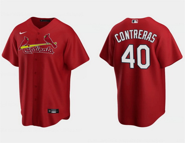 Men St  Louis Cardinals 40 Willson Contreras Red Cool Base Stitched Jersey