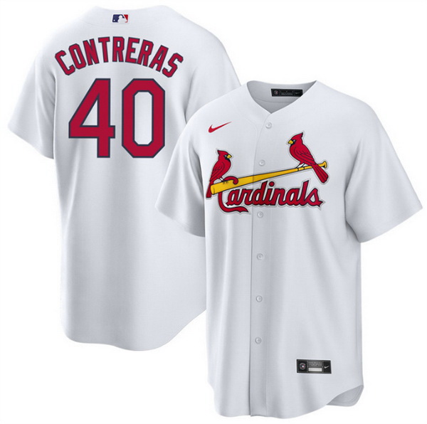 Men St  Louis Cardinals 40 Willson Contreras White Cool Base Stitched Jersey