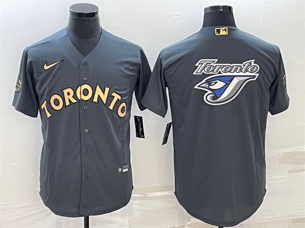 Men Toronto Blue Jays 6 Alek Manoah 2022 All Star Charcoal Team Big Logo Cool Base Stitched Baseball