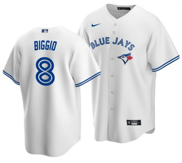 Men Toronto Blue Jays 8 Cavan Biggio White Cool Base Stitched Jersey