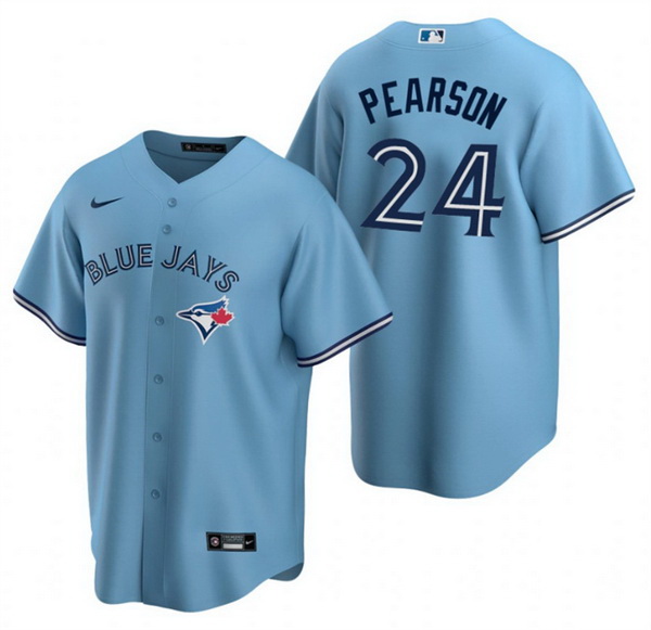 Men Toronto Blue Jays 24 Nate Pearson Light Blue Cool Base Stitched Jersey