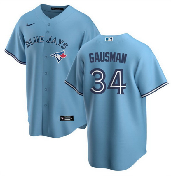 Men Toronto Blue Jays 34 Kevin Gausman Light Blue Cool Base Stitched Jersey