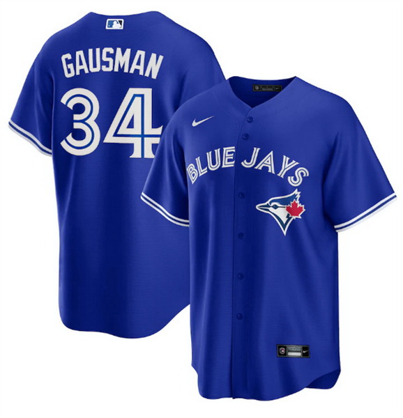 Men Toronto Blue Jays 34 Kevin Gausman Royal Cool Base Stitched Jersey